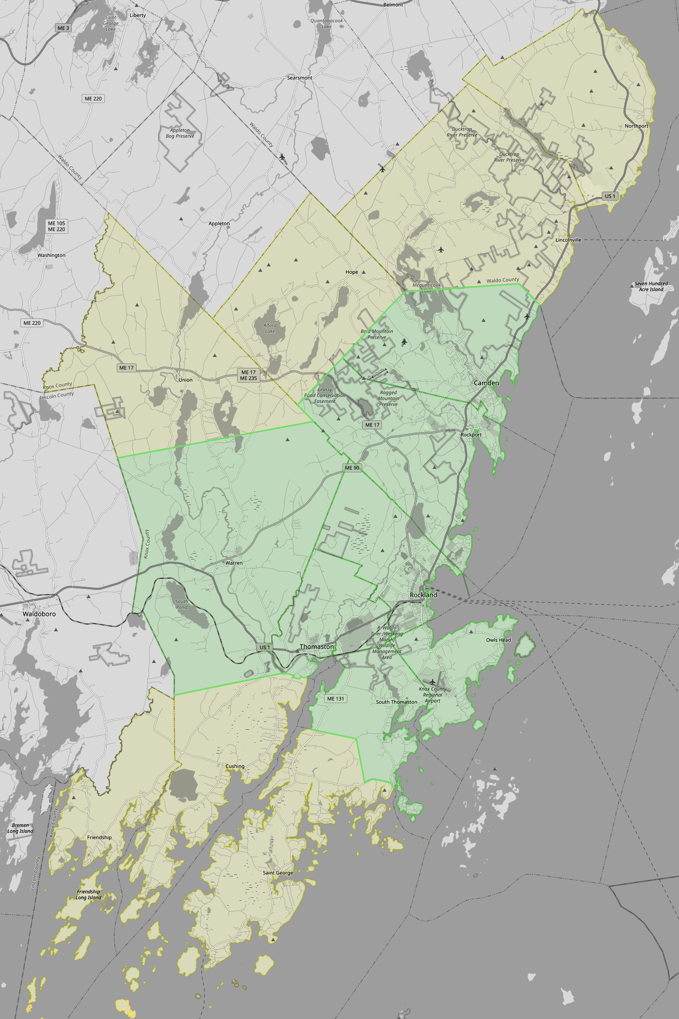 Core and extended ervice areas
